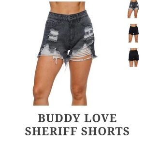 Buddy Love Black Jean Shorts Distressed High-Waisted Size 31